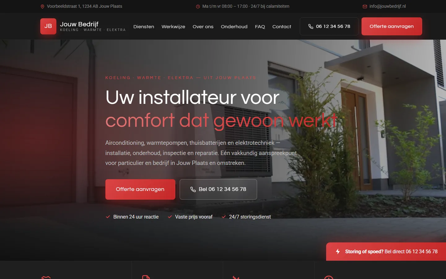 De nieuwe website van het voorbeeldbedrijf.